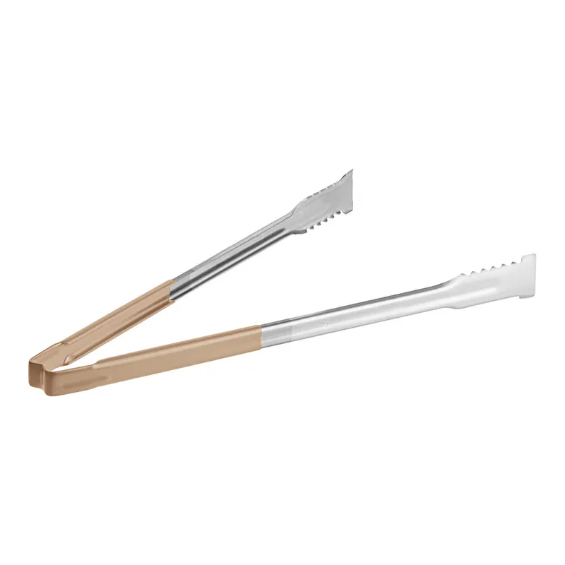 Handmade Vollrath 4791660 Jacob's Pride® 16" Stainless Steel VersaGrip Tongs with Tan Coated Kool-Touch® Handle