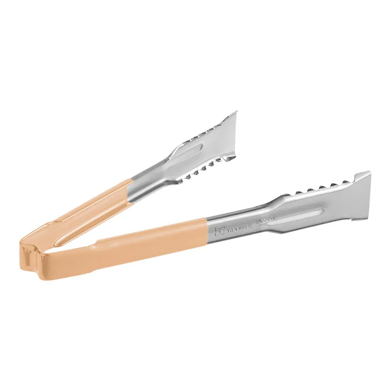 Vollrath 4790960 Jacob's Pride® 9 1/2" Stainless Steel VersaGrip Tongs with Tan Coated Kool-Touch® Handle Hot Picks