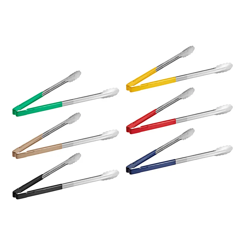 Sale Vollrath Jacob's Pride® 16" Stainless Steel Scalloped Tongs HACCP Kit with Assorted Colors Coated Kool-Touch® Handles
