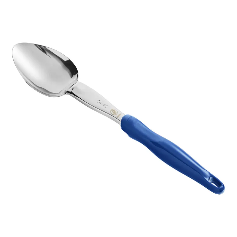 Vollrath 6414030 Jacob's Pride® 14" Heavy-Duty Solid Basting Spoon with Blue Ergo Grip Handle Reduced Price