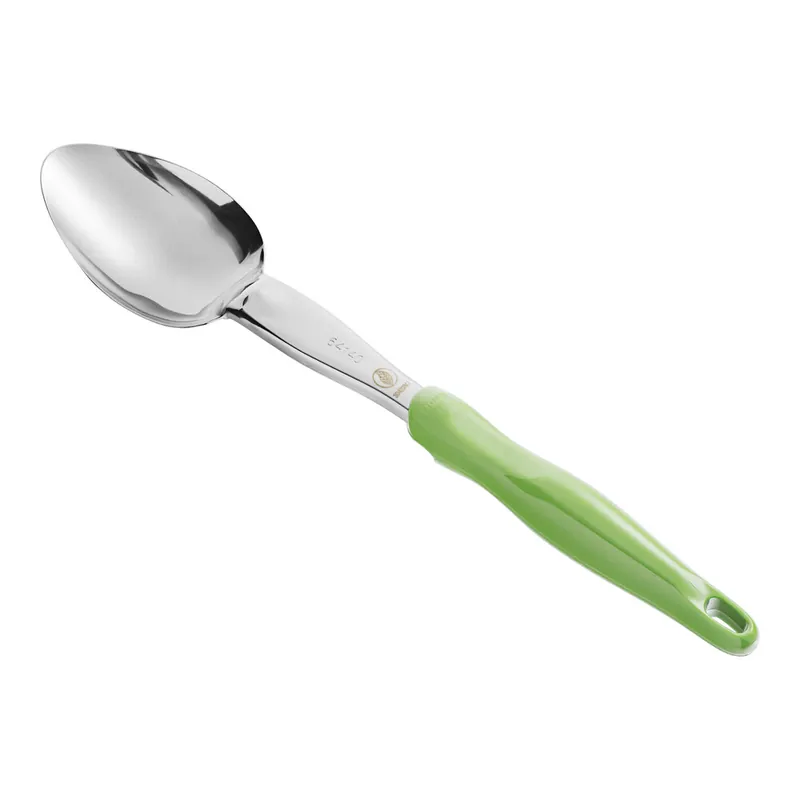 Vollrath 6414070 Jacob's Pride® 14" Heavy-Duty Solid Basting Spoon with Green Ergo Grip Handle Limited Offer