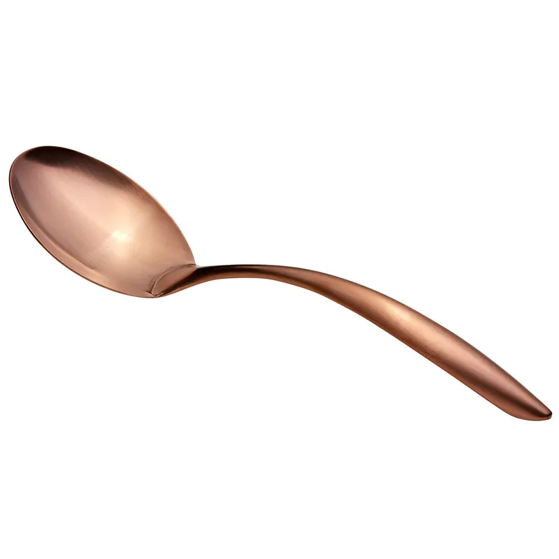 Bon Chef 9463RGM 9 3/4" Rose Gold Matte Stainless Steel Solid Serving Spoon with Hollow Cool Handle Limited Edition