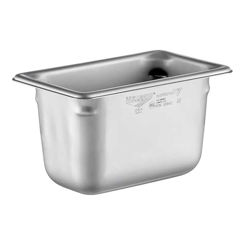 Vollrath 30942 Super Pan V® 1/9 Size 4" Deep Anti-Jam Stainless Steel Steam Table / Hotel Pan - 22 Gauge Professional Grade