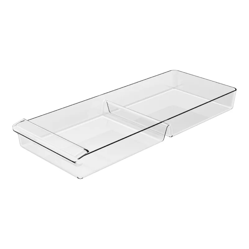 One Day Deal Borray Manufacturer Inc. 20 1/2" x 8 5/16" x 2 1/8" Clear 2-Compartment Molded Plastic Bulk Bin