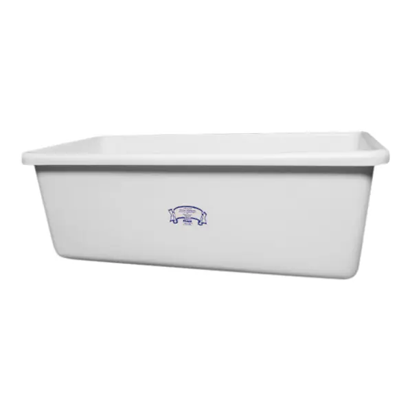 Express Delivery Vikan 46 13/16" x 26 1/2" x 16 15/16" White Polyethylene Transport / Storage Tub with Drain Plug 69155