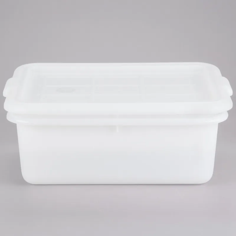 In Demand TableCraft DBF57 White 21 1/4" x 15 3/4" x 5" Perforated Plastic Freezer Safe Drain Box Combo