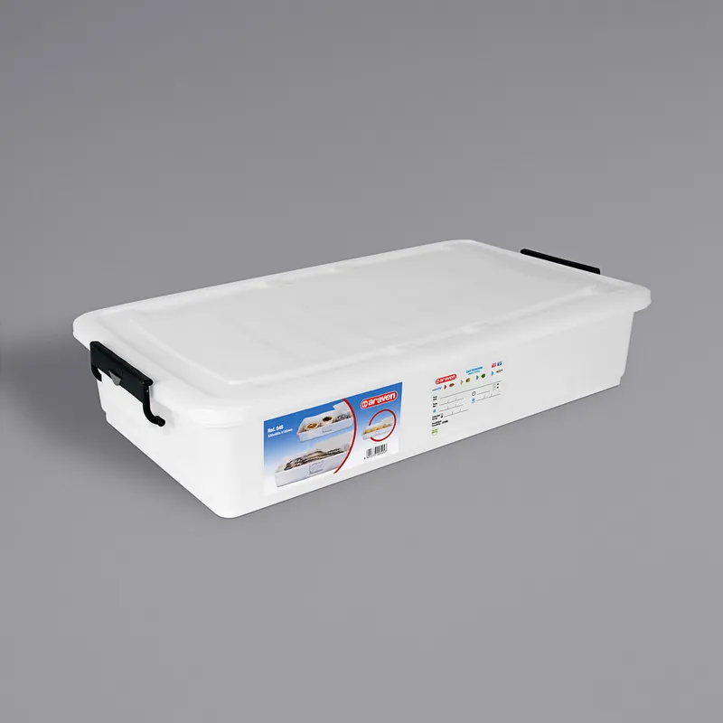 Weekend Sale Araven 32 5/8" x 18 1/8" x 7 1/8" White Plastic Food Box with Snap-On Lid 00545