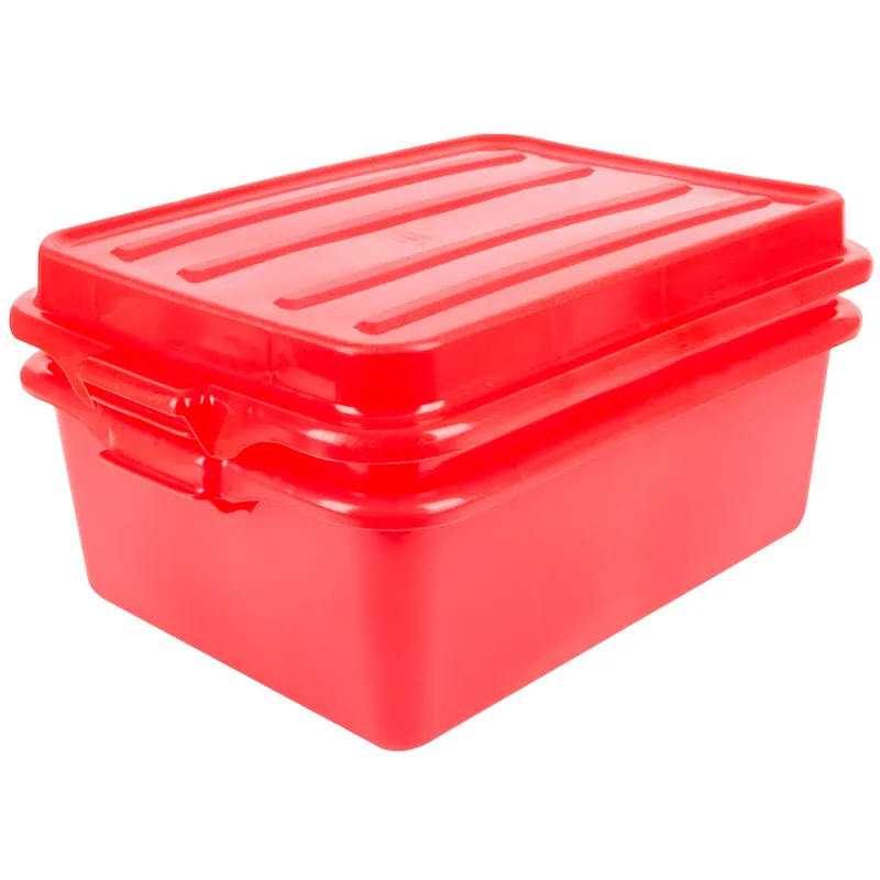 Vollrath 1535BRS6-C02 Traex® Color-Mate™ Red 20" x 15" x 9" Food Storage Drain Box Set with Raised Snap-On Lid - Bulk Premium