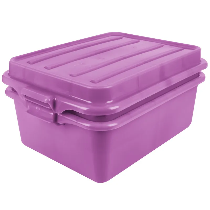 Vollrath 1535BRS6-C80 Traex® Color-Mate™ Purple Allergen-Free 20" x 15" x 9" Food Storage Drain Box Set with Raised Snap-On Lid - Bulk Markdown