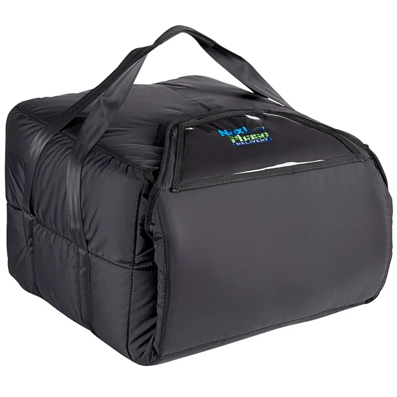 Vesture NextPhase Black Insulated Pizza Delivery Bag with Bio-PCM Technology, 18" x 18" x 12 1/2" - Holds Up To (5) 16" Pizzas Fresh Stock