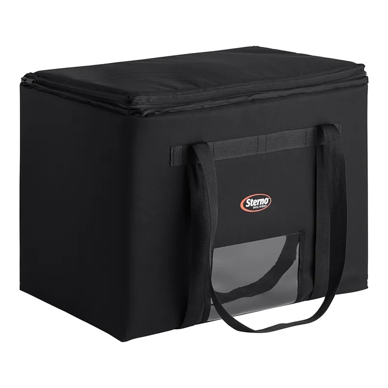 Sterno 24" x 16" x 17 3/4" Extra-Large Black Nylon Insulated Catering Food Carrier 70514 Luxury