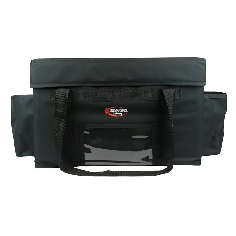 Sterno 70536 Delivery Deluxe Black 4XL Insulated Food Carrier, 32" x 13" x 17 3/4" - Holds (15) 9" x 9" x 3" Meal Containers Top Pick
