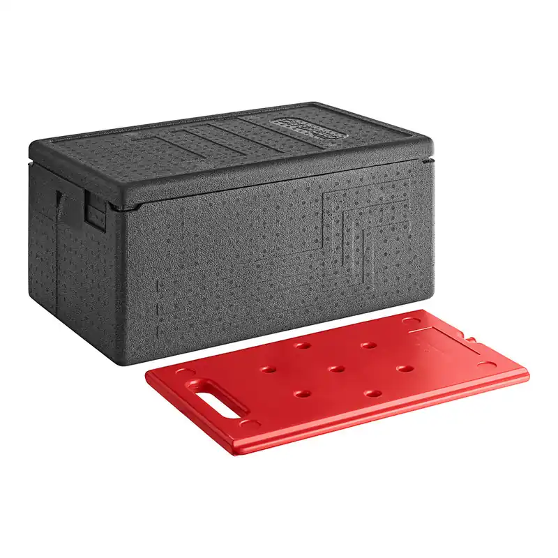 CaterGator Dash Black Full Size 8" Deep Top Loader EPP Insulated Food Pan Carrier with Red Hot Board While Supplies Last
