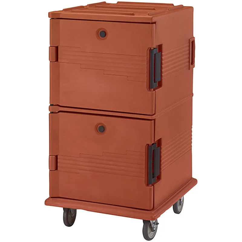 Cambro Ultra Camcart® Brick Red Gasketless Insulated Food Pan Carrier with Security Package and Casters - Holds 24 Pans UPCGL1600SP402 Authentic