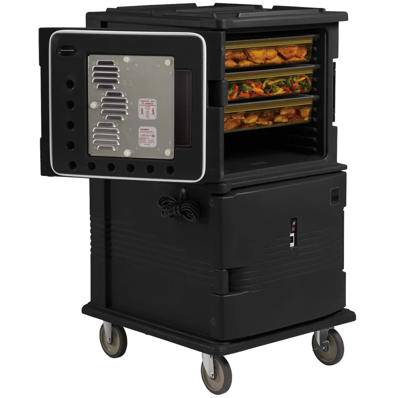 Cambro UPCHT1600110 Ultra Camcart® Black Electric Hot Top / Passive Bottom Food Holding Cabinet in Fahrenheit - 110V Budget