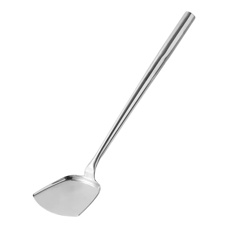 Hot Deal Town 4 1/4" x 4" Medium Stainless Steel Wok Spatula with 14 1/4" Handle 33975