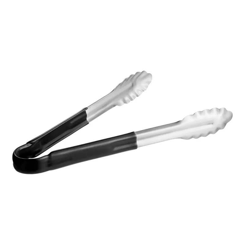 Limited Time Choice 12" Black Coated Handle Stainless Steel Scalloped Tongs