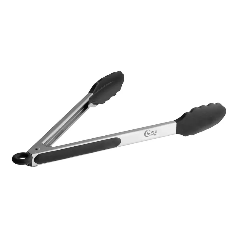 Choice 12" Silicone Tip Locking Tongs with Black Non-Slip Grip Handle New Release
