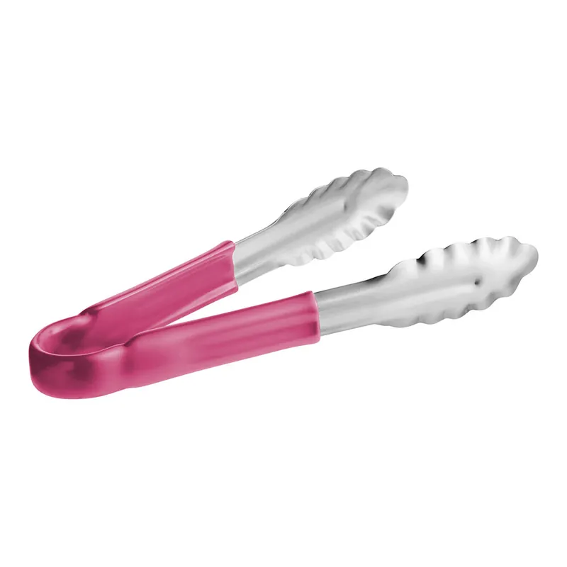 Choice 9 1/2" Purple Allergen-Free Coated Handle Stainless Steel Scalloped Tongs Price Drop