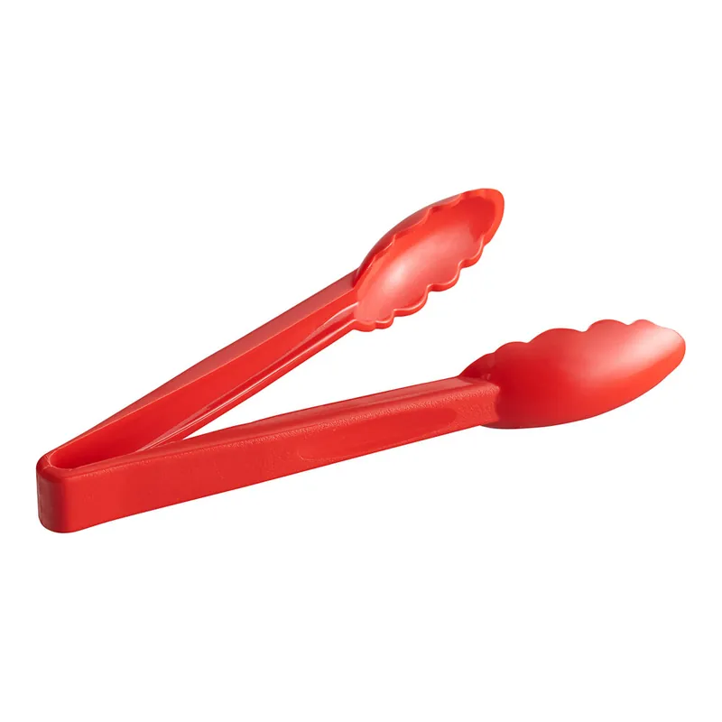 Top Pick Choice 9" Red Polycarbonate Scallop Grip Tongs