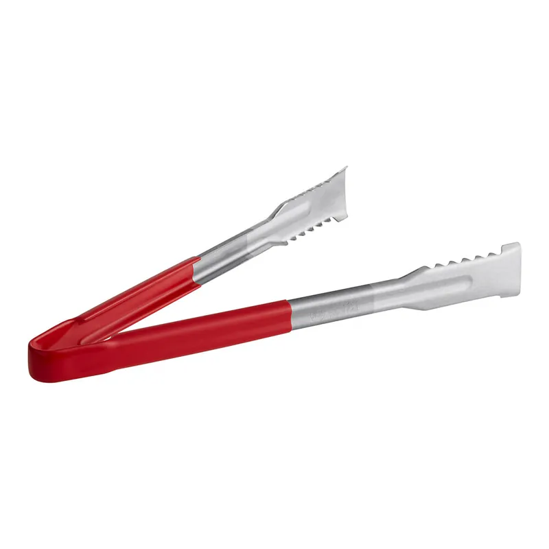 Handmade Fourté 12" Red Coated Handle Stainless Steel Grill Grip Tongs