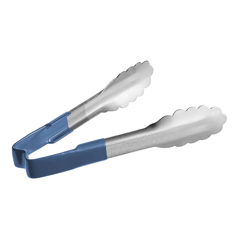 Vollrath 4780630 Jacob's Pride® 6" Stainless Steel Scalloped Tongs with Blue Coated Kool-Touch® Handle Exclusive
