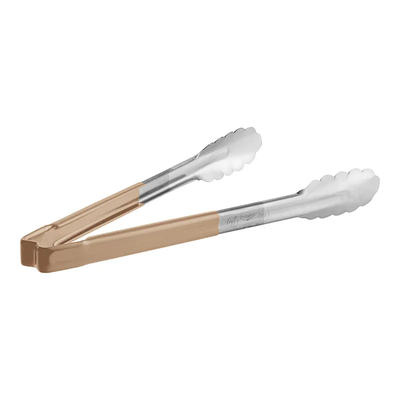 Vollrath 4781260 Jacob's Pride® 12" Stainless Steel Scalloped Tongs with Tan Coated Kool-Touch® Handle While Supplies Last