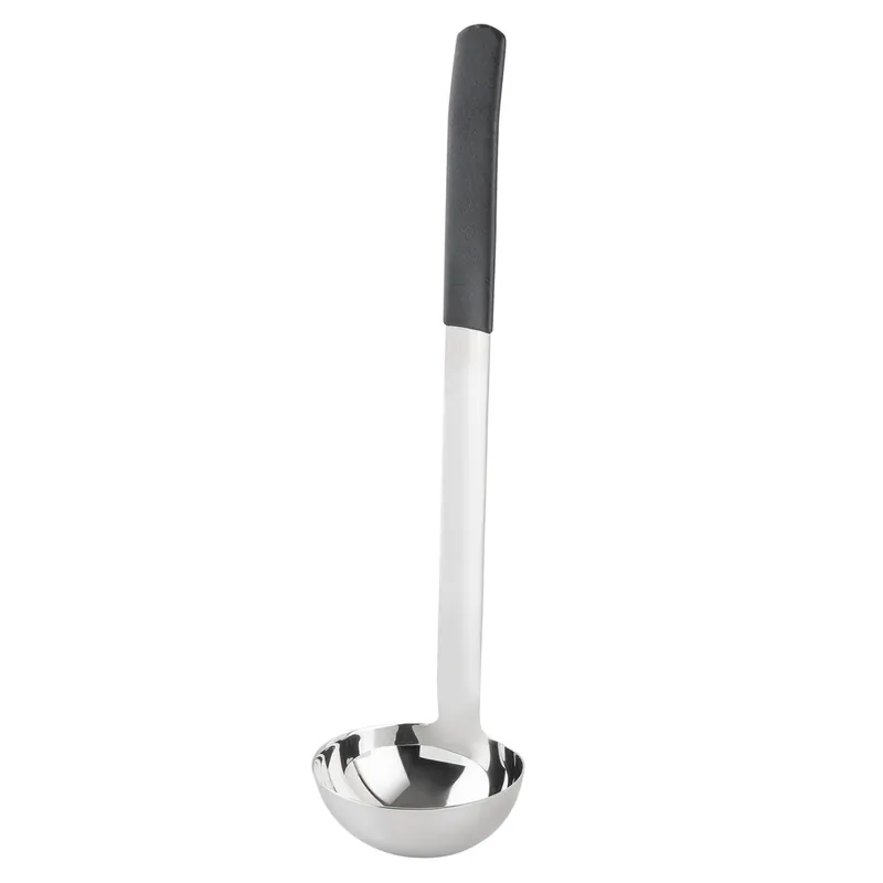 Last Chance TableCraft AM5314BK Antimicrobial 4 oz. One-Piece Stainless Steel Ladle with Black Handle