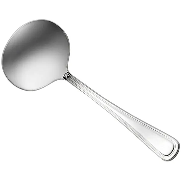Oneida New Rim by 1880 Hospitality T012MGLF 6 1/2" 18/10 Stainless Steel Extra Heavy Weight Gravy Ladle - 12/Case Latest