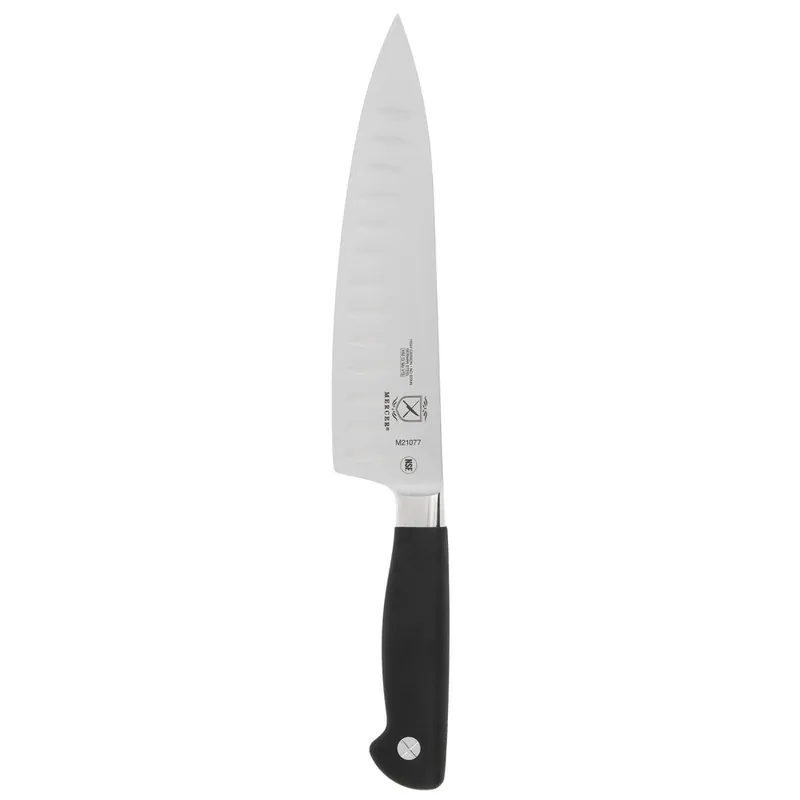 Mercer Culinary M21077 Genesis® 8" Forged Chef Knife with Granton Edge and Short Bolster Reduced Price