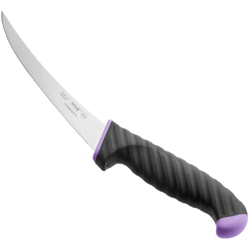 Luxury Schraf 6" Purple Curved Semi-Stiff Boning Knife with TPRgrip Handle
