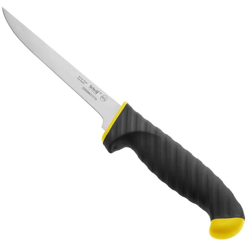 Schraf 6" Narrow Stiff Boning Knife with Yellow TPRgrip Handle Fast Shipping