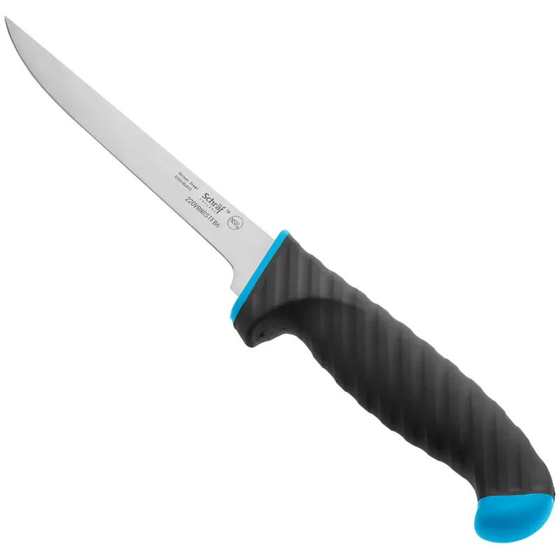 Top Pick Schraf 6" Blue Narrow Stiff Boning Knife with TPRgrip Handle