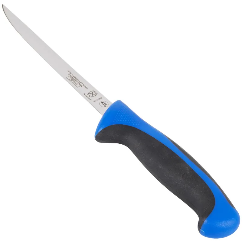 Mercer Culinary M22206BL Millennia Colors® 6" Semi-Flexible Narrow Boning Knife with Blue Handle No Minimum Order