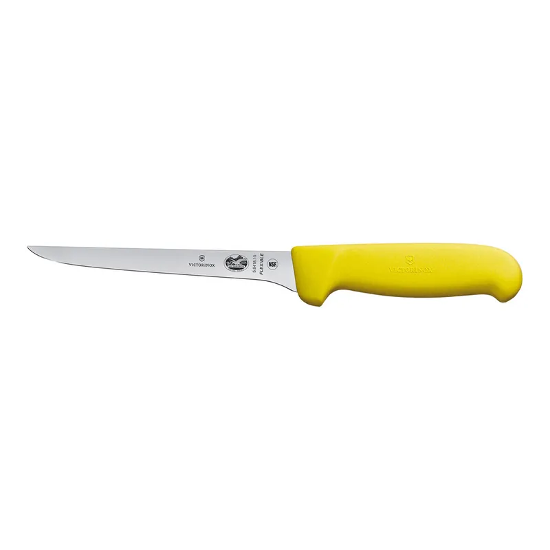 Express Delivery Victorinox 6" Narrow Flexible Boning Knife with Yellow Fibrox Handle 5.6418.15