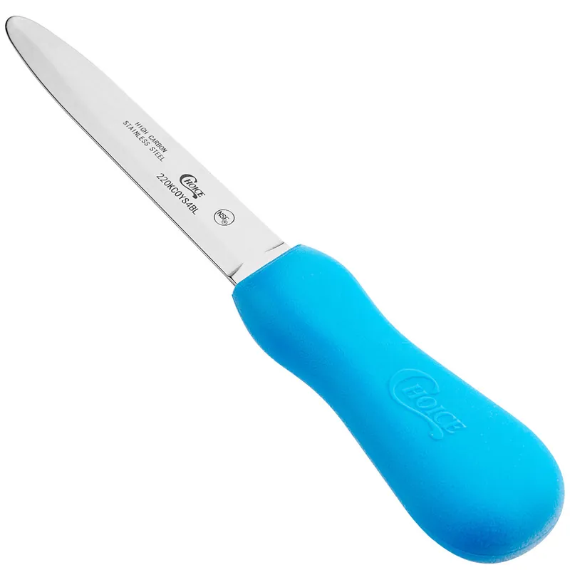 Deal Choice 4" Galveston Style Oyster Knife with Blue Handle