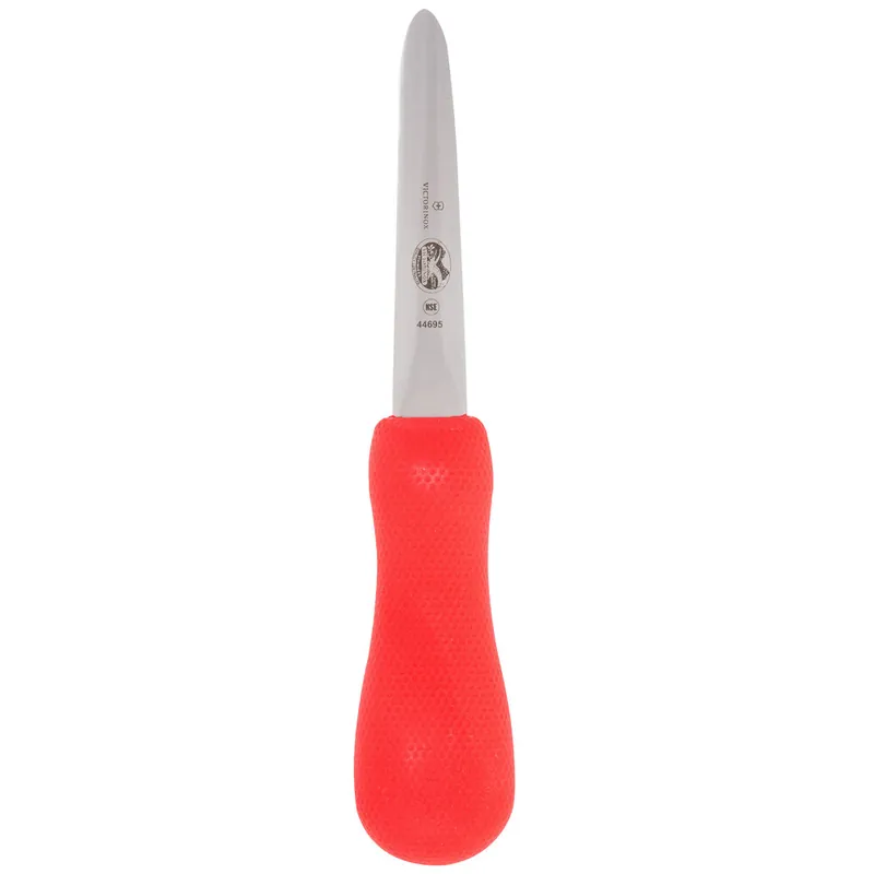 Victorinox 7.6399.5 4" Stainless Steel Galveston Style Oyster Knife with Red SuperGrip Handle Money Back Guarantee