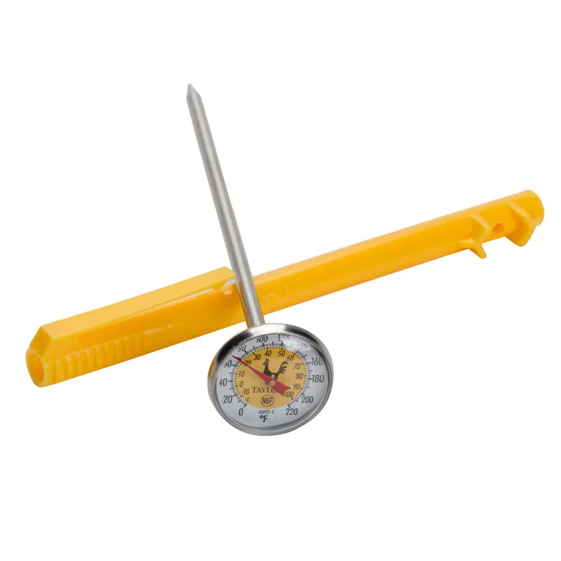 Budget Taylor 6092NYLBC 5" Instant Read Reduce Cross-Contamination Pocket Probe Dial Thermometer - Yellow / Poultry