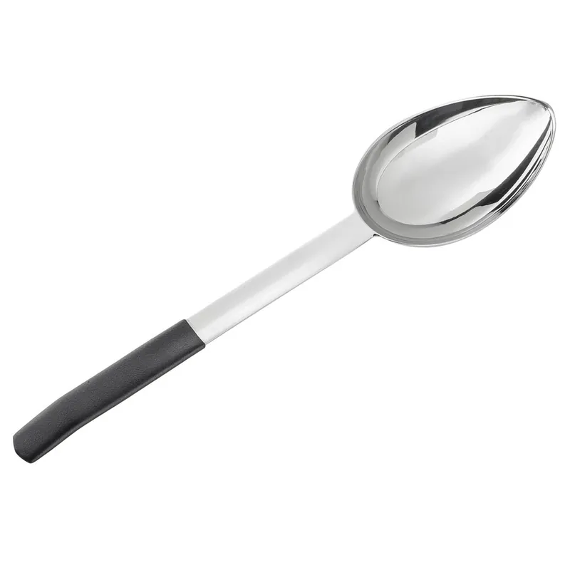 Certified TableCraft AM5353BK Antimicrobial 6 oz. Stainless Steel Solid Oval Portion Spoon with Black Handle
