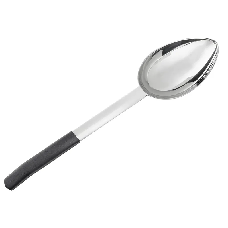 Limited Offer TableCraft AM5363BK Antimicrobial 8 oz. Stainless Steel Solid Oval Portion Spoon with Black Handle