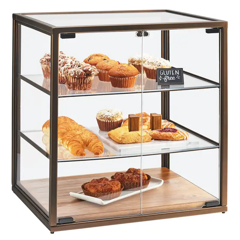 Instant Buy Cal-Mil 3610 3 Tier Vintage Bakery Display Case with Wood Base - 21" x 17" x 23 1/4"