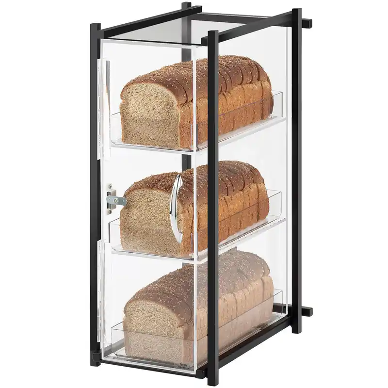 Cal-Mil 1155-13 One by One Three Tier Black Bread Display Case - 9 1/2" x 14 1/2" x 19 3/4" Special Discount