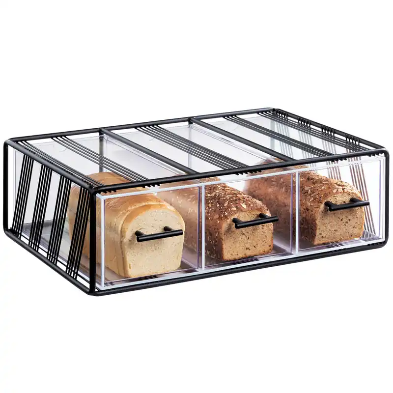 Cal-Mil 4119-13 Portland Black 3 Drawer Bread Display Case - 22 1/4" x 14 3/4" x 7" Free Shipping