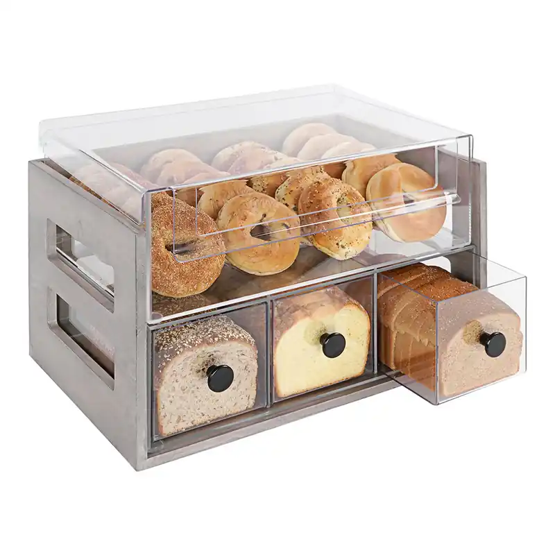 Cal-Mil Aspen 20 1/4" x 12 3/4" x 13 1/4" 2-Tier Gray Pine Bread Display Case 3624-110 Best Choice