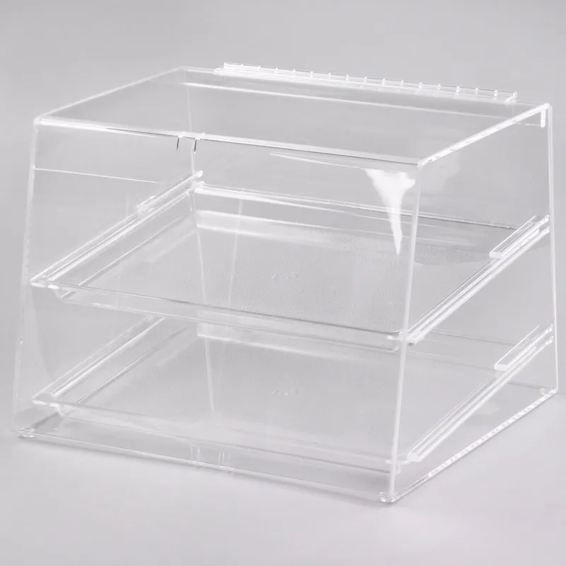 Cal-Mil 254 Classic Two Tier Acrylic Display Case with Rear Door - 15" x 13" x 11" Special Discount