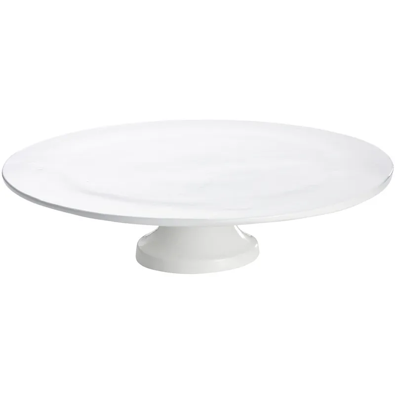 Special Discount TableCraft CW17005W 14" x 4" White Cast Aluminum Round Platter with Cake Stand