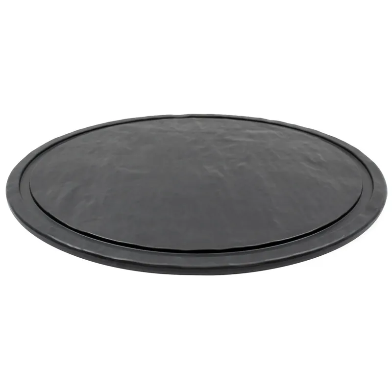 Hot Picks TableCraft MGC13 Frostone 13" Round Faux Slate Melamine Display Tray with Channel