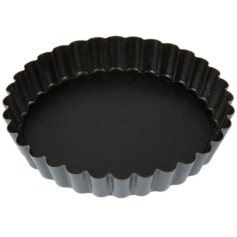 Matfer Bourgeat 331813 Exopan Steel 6 1/4" x 1 1/16 Non-Stick Fluted Cake / Tart Pan with Removable Bottom Limited Edition