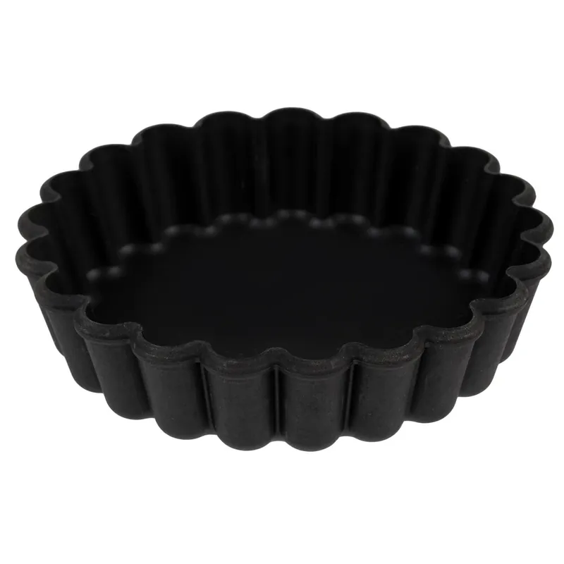Professional Grade Matfer Bourgeat 345658 Exoglass 4" x 3/4" Fluted Non-Stick Tartlet / Quiche Mold - 12/Pack