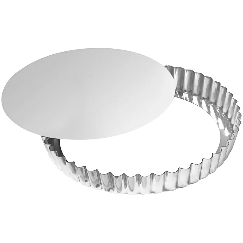 Gobel 10 1/4" x 1" Round Fluted Tin-Plated Steel Tart / Quiche Pan with Removable Bottom 126432 Shop Now